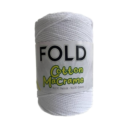 Fold Cotton Makrome - Beyaz Pamuk Ip 200 Gram