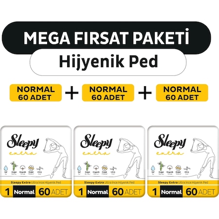 Sleepy Extra Ultra İnce Normal Hijyenik Ped 3 x 60'lı