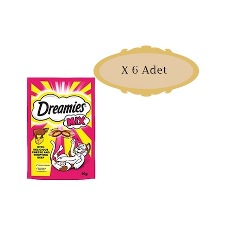 Dreamies Dana ve Peynirli Yetişkin Kedi Ödülü 6 x 60 G