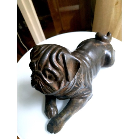 Omeniv Antika Art Deco Büyük Bronz Köpek Pug Heykel Biblo Figür