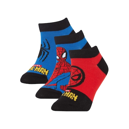 Defacto Erkek Çocuk Marvel Spiderman Pamuklu 3'lü Patik Çorap X9652a6nskr1