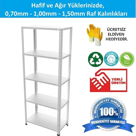 Rafburada 5 Katlı Galvaniz Çelik Raf. Depo, Kiler, Dosya Rafı