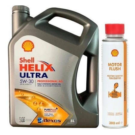 Shell Helix Ultra Professional AG 5W-30 Motor Yağı 5 L + Motor Flush Motor Karter Temizleyici 300 ML