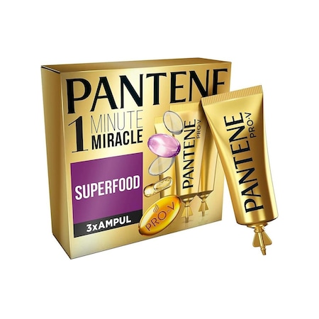 Pantene 1 Minute Miracle Superfood Ampül Saç Bakım Kürü 3 x 15 ML