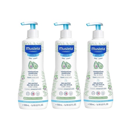 Mustela Gentle Cleansing Gel Yenidoğan Şampuan 500 ml 3 Kutu