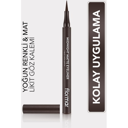 Flormar Midnight Matte Keçe Uçlu Mat Likit Göz Kalemi 002 Brown