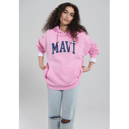 Mavi - Mavi Logo Baskılı Kapüşonlu Pembe Sweatshirt 1600361-71038