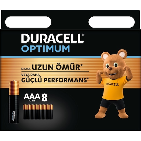 Duracell Optimum AAA Alkalin İnce Kalem Piller 1.5 V LR03/MN2400 8’li