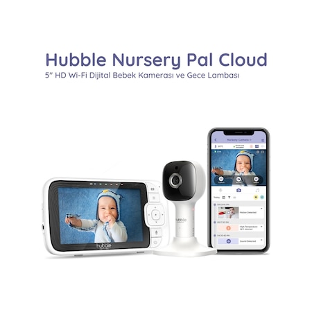 Hubble Nursery Pal Cloud Wifi-connect 5 Dijital Ekranlı Bebek Kamerası Beyaz / Beyaz