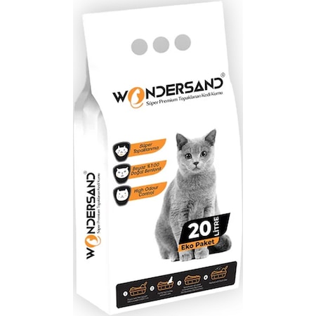 Wondersand Kokusuz Topaklaşan Kalın Beyaz Bentonit Kedi Kumu 20 L