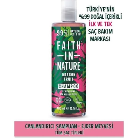 Faith in Nature%99 Doğal Canlandırıcı Şampuan Ejder Meyvesi Tüm Saç Tipleri İçin 400 ML