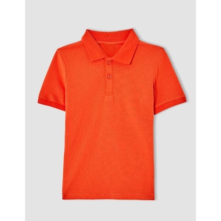 Waynap Unisex Lakos Polo Yaka Okul Tshirt Turuncu