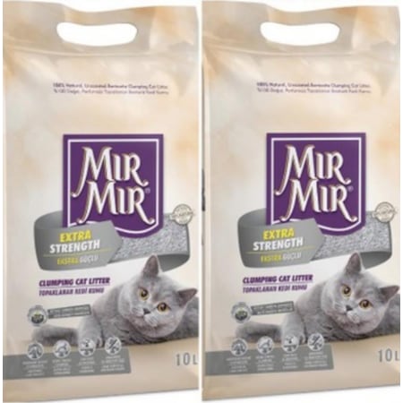 MırMır Aktif Karbonlu Extra Güçlü Topaklaşan Bentonit Kedi Kumu 2 x 10 L