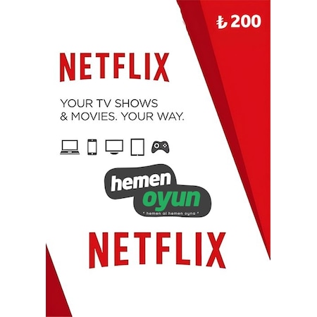 Hemenoyun Netflix 200 Tl Hediye Kartı