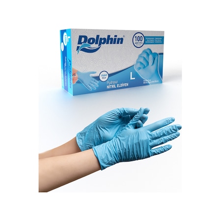 Dolphin Pudrasız Mavi Nitril Eldiven 100 Adet/kutu