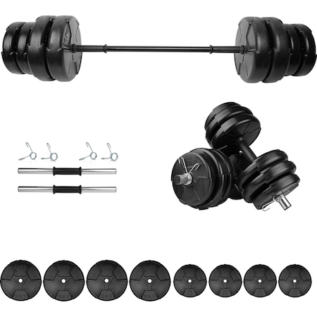 E-Life 35 KG Dambıl Seti & Halter Seti Ağırlık Fitness Seti