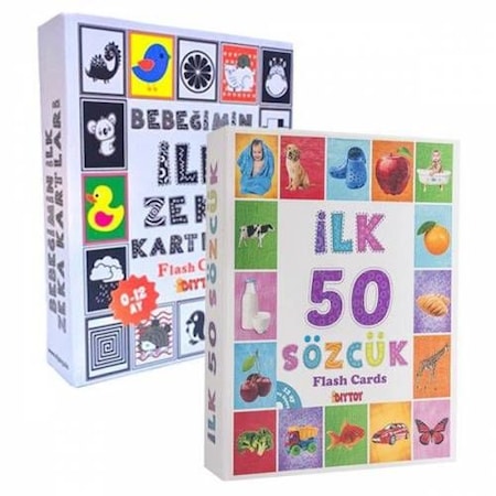 Diytoy Flash Cards İlk 50 Sözcük + Bebeğimin İlk Zeka Kartları 2'li Set