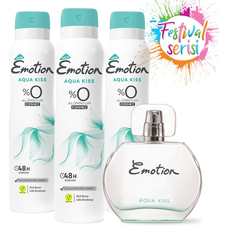 Emotion Aqua Kiss Kadın Parfüm EDT 50 ML + Sprey Deodorant 3 x 150 ML