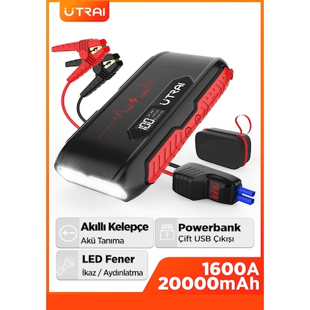 Utrai Jstar 3 20000 mAh 1600A Jump Starter Taşınabilir Akü Takviye Cihazı Seti