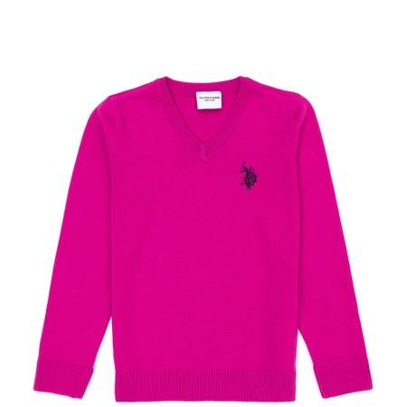 U.s. Polo Assn. Kız Çocuk Triko Kazak Koyu Pembe 50275850-VR037