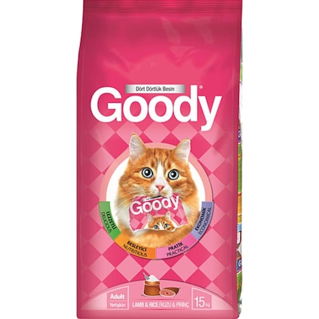 Goody Kuzu Etli ve Pirinçli Yetişkin Kedi Maması 15 KG