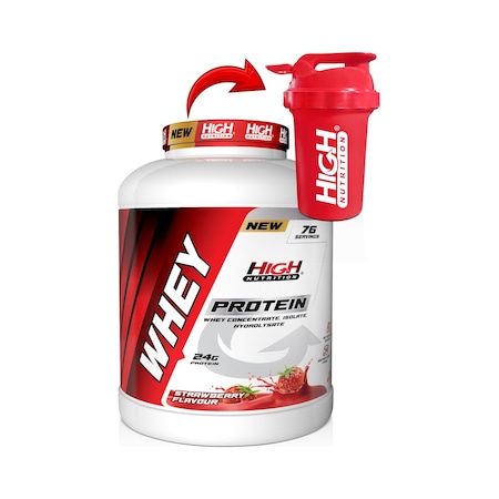 Whey Protein Tozu 2280 Gr Çilek Aromalı Protein Tozu 24 Gram Protein Kas Güç 76 Servis