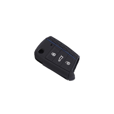 Silikon Anahtar Kabı- Volkswagen/Golf Uyumlu7 Siyah-Mavi Çizgili / Sypd5