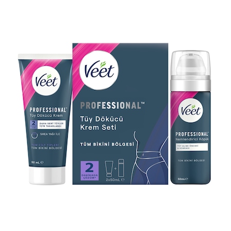 Veet Professional Bikini Bölgesi Tüy Dökücü Krem 2 x 50 ML + Tüy Dökücü Krem 50 ML + Nemlendirici Köpük 50 ML