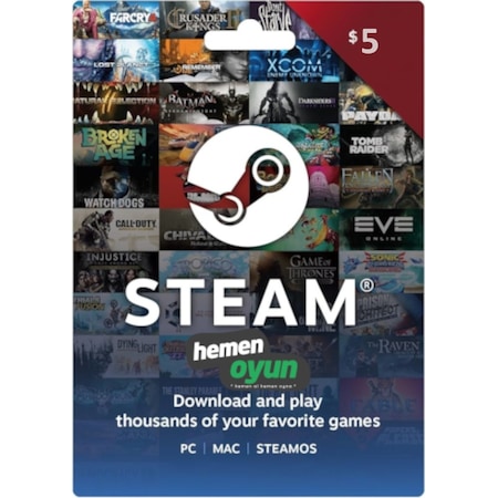 Hemenoyun Steam Gift Card 5 Usd Dolar Cüzdan Kodu