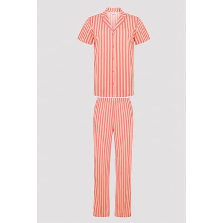 Penti Base Rosy Stripes Gül Rengi Gömlek Pantolon Pijama Takımı Pnrca65g24ıy-re12