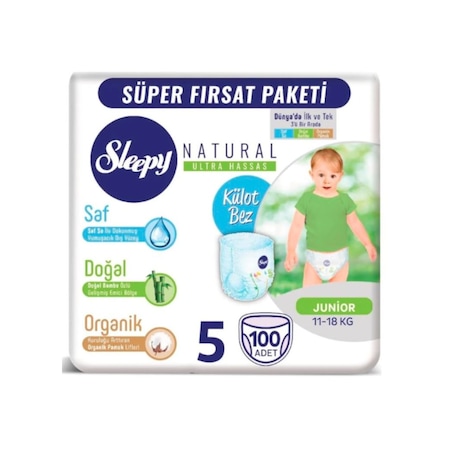 Sleepy Natural Külot Bez 5 Numara Junior Süper Fırsat Paketi 100 Adet