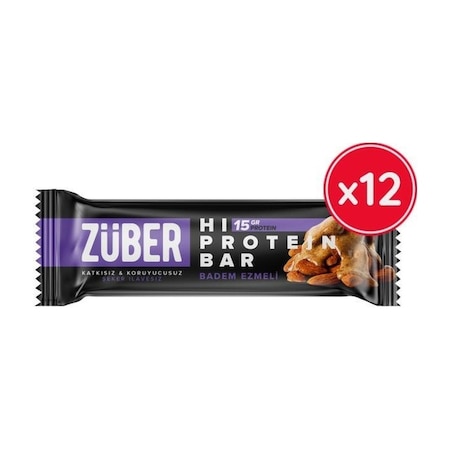 Züber Badem Ezmeli Yüksek Protein Bar 12 x 45 G