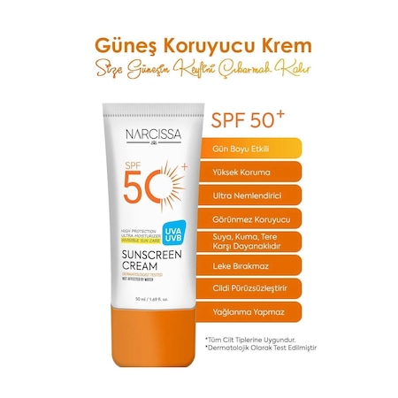 Narcissa Yüksek Koruyucu Leke Karşıtı Güneş Kremi SPF50+ 50 ML