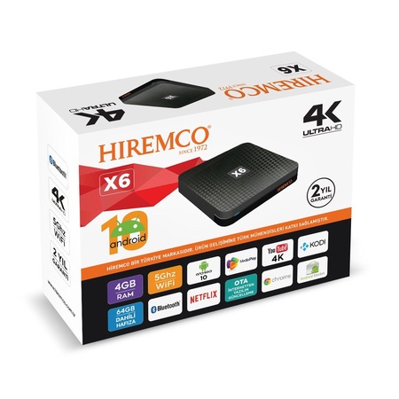 Hiremco Android X6 Ultra Hd 4K Tv Box 4 Gb Ram / 64 Gb Hafıza