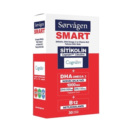 Sorvagen Smart Sitikolin DHA Omega 3 ve B12 Takviye Edici Gıda