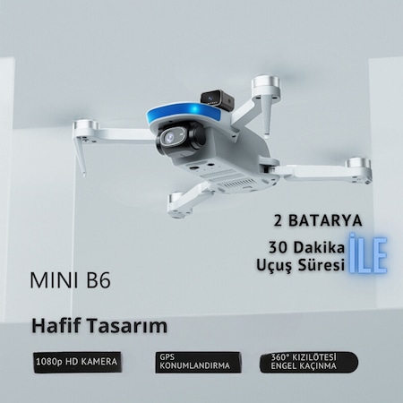 B6 MiniDrone 2Batarya ile 30Dakika Uçuş Beni Takip Et Gps 1080p Hd Çift Kamera 5g Wı-fı Gimbal Kamera Engelden Kaçınma