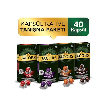 Jacobs Kapsül Kahve Tanışma Paketi 40'lı ( Nespresso Uyumlu Alüminyum Kapsül Kahve )