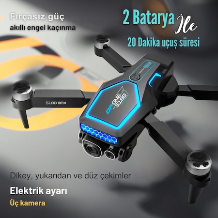 S180 Drone Fırçasız Motor 2 Batarya İle 20 Dakika Uçuş 1080p HD Kamera