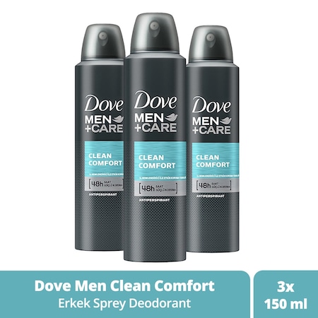 Dove Men Clean Comfort 48H Erkek Sprey Deodorant 3 x 150 ML