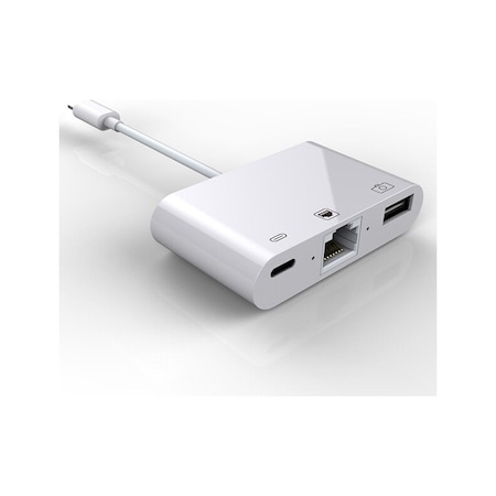 Ally Usb Type C 3In1 Ethernet Rj45 Ve Usb Kamera Adaptörü Nk107C-Beyaz