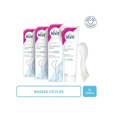 Veet Pure Hassas Ciltler Tüy Dökücü Krem 3 x 200 ML