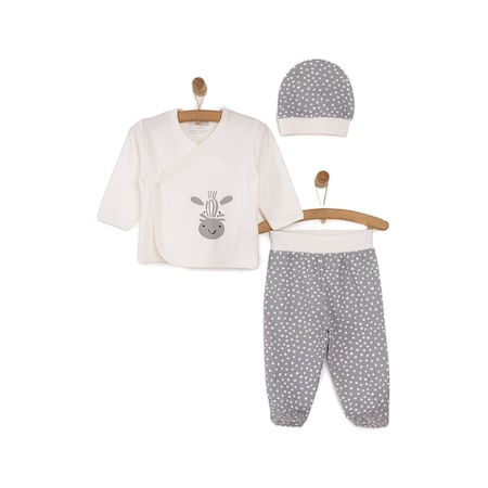 Hellobaby Sevimli Zebra Zıbın-şapka-patikli Alt Unisex 24yhlbuset011 Ekru 24YHLBUSET011_Ekru