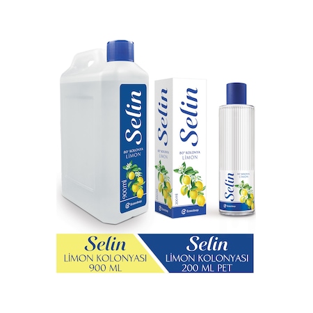 Selin 80 Derece Limon Kolonyası Bidon 900 ML + Selin 80 Derece Limon Kolonyası Pet Şişe 200 ML