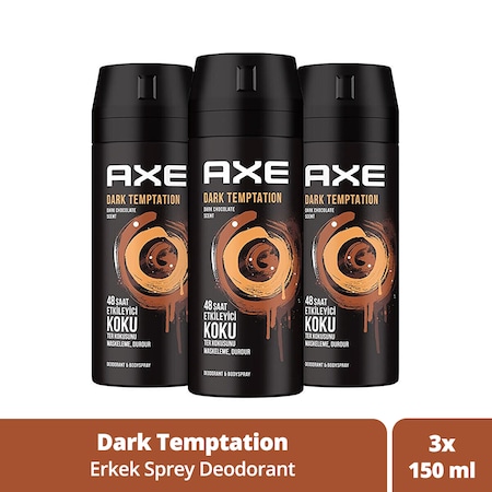 Axe Dark Temptation 48H Erkek Sprey Deodorant 3 x 150 ML