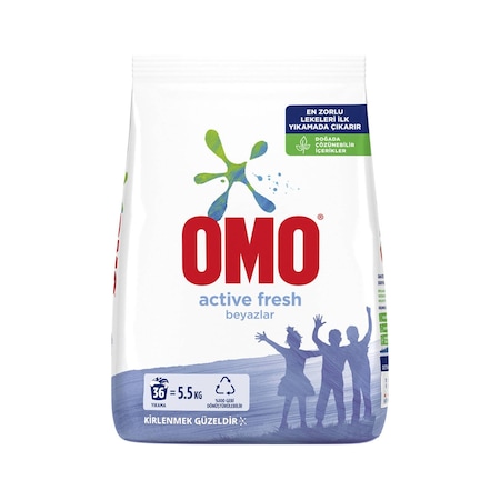 Omo Matik Active Fresh Beyazlar için Toz Çamaşır Deterjanı 5500 G