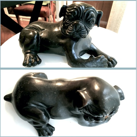 Omeniv Art Deco Antika Ağır Bronz Döküm Köpek Biblo Heykel 45616587