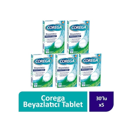 Corega Beyazlatıcı Temizleyici Tablet 5 x 30 Tablet