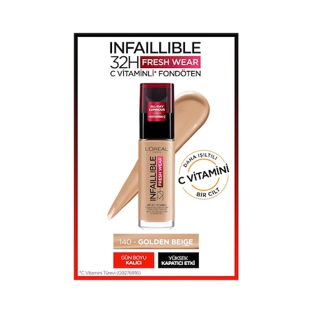 L'Oreal Paris Infaillible 24H Fondöten 140 Beige Dore 30 ML