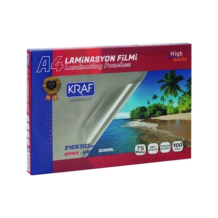 Kraf Laminasyon Filmi Parlak A4 75 Mikron 100 Lü