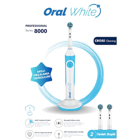 Oral White Professional Series 8000 Şarjlı Diş Fırçası Mavi